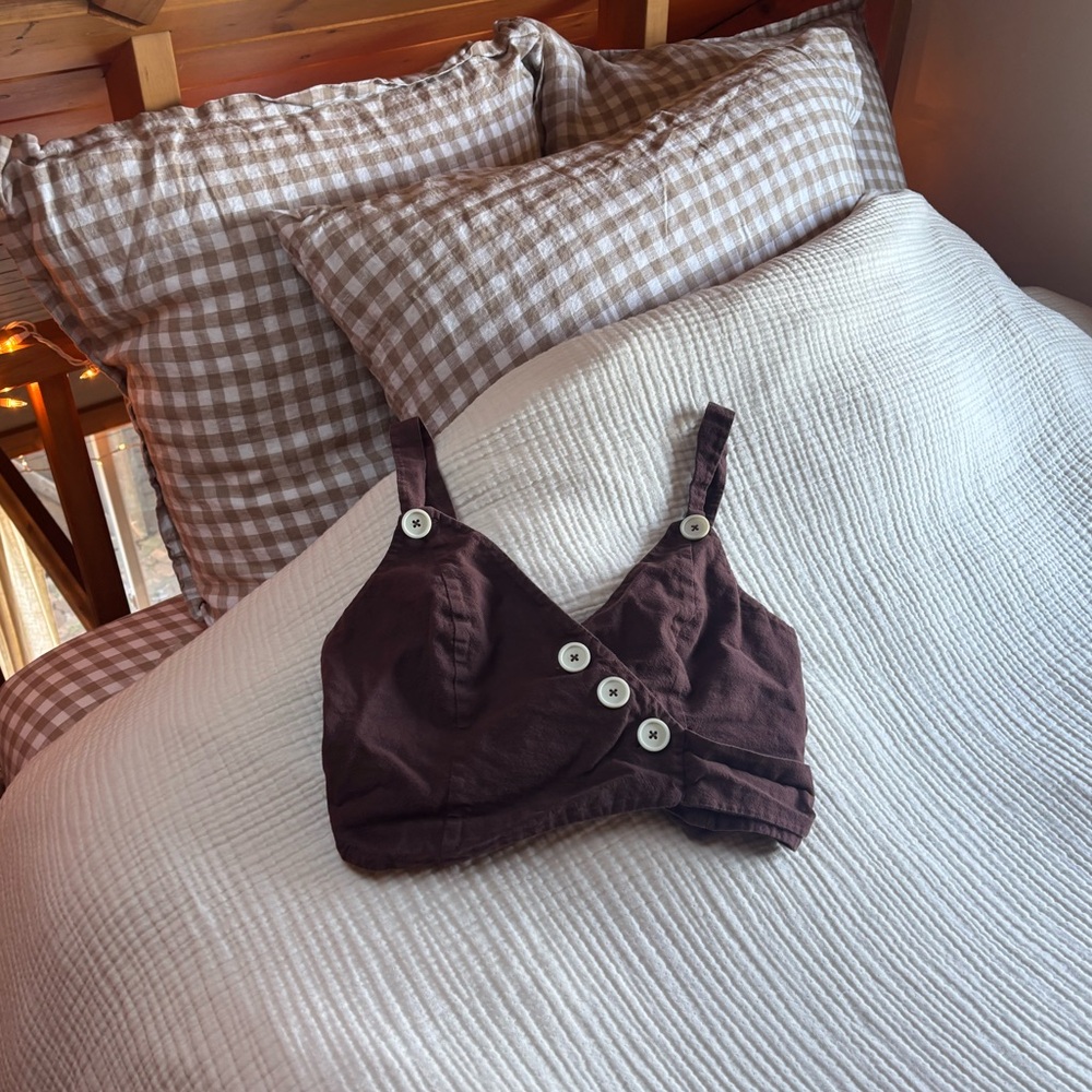 Free People Brown Cotton Blend Cropped Tank